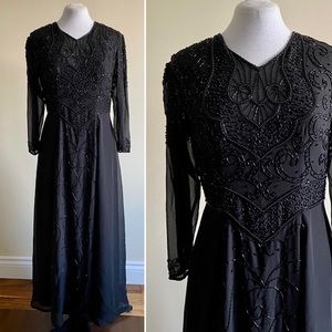 vintage 80s hand beaded gown